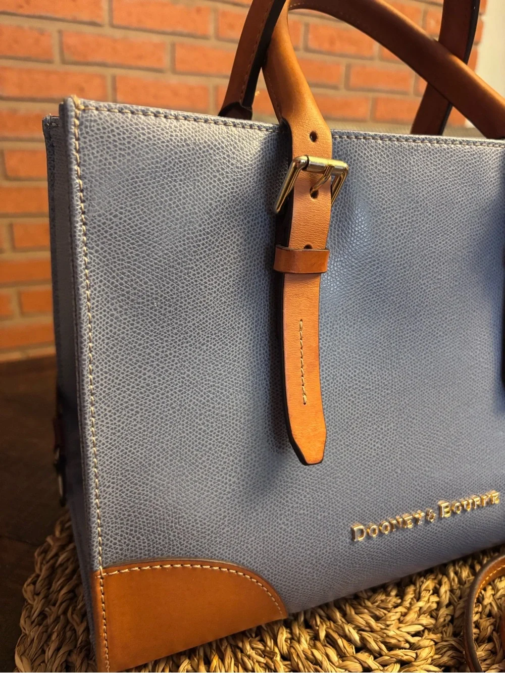 Dooney & Bourke Blue Satchel with Tan Leather Trim🤩🤩